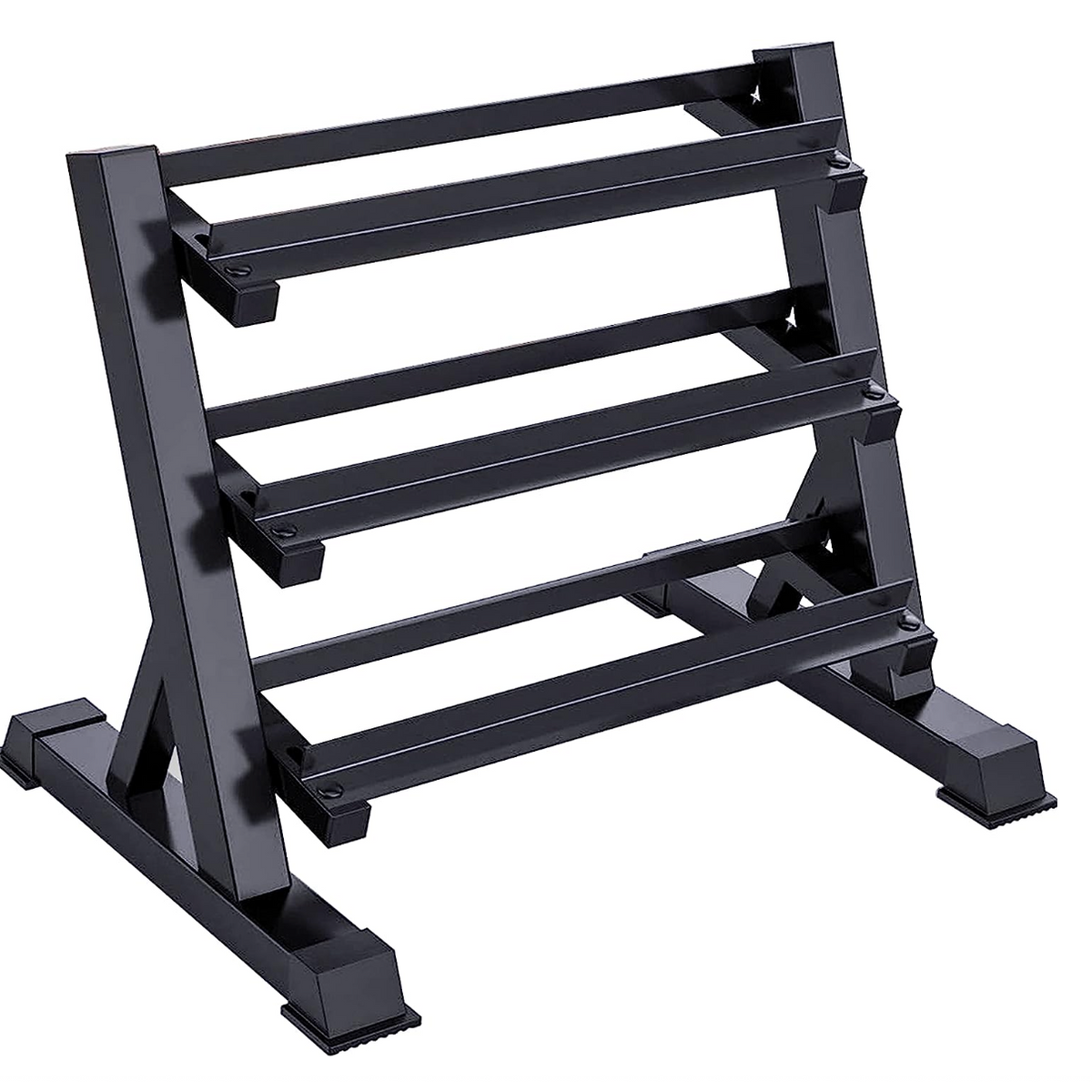 THERUN Support Haltères 3 Niveaux Réglable 500 Kg - Organiseur Rangement Salle De Sport Pour Haltères Hexagonaux, Installation Inversée